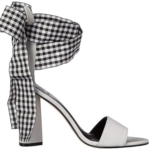 NEW Guess Pump Allison's Women White Leather Checkered Ribbon - Picture 9 of 14